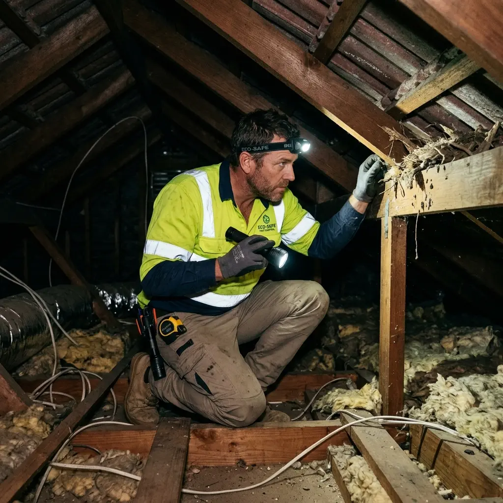 Technician using detection equipment to locate a dead rat inside a Rythdale wall cavity